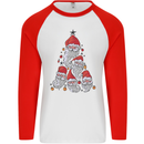 Santa Clause Christmas Tree Mens L/S Baseball T-Shirt White/Red