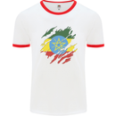 Torn Ethiopia Flag Ethiopian Day Football Mens Ringer T-Shirt White/Red