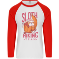 Sloth Hiking Team Trekking Rambling Funny Mens L/S Baseball T-Shirt White/Red