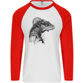 A Steampunk Iguana Lizard Reptiles Mens L/S Baseball T-Shirt White/Red