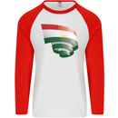 Curled Tajikistan Flag Tajik Day Football Mens L/S Baseball T-Shirt White/Red