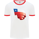 Curled Chile Flag Chilean Day Football Mens Ringer T-Shirt White/Red