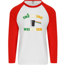 Irish You Were Beer St. Patrick's Day Beer Mens L/S Baseball T-Shirt White/Red