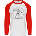 Old Rocker Vitruvian Guitarist Funny Guitar Mens L/S Baseball T-Shirt White/Red