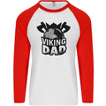 Viking Dad Funny Fathers Day Ragnar Odin Mens L/S Baseball T-Shirt White/Red