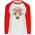 Muhdolf Funny Rudolf Christmas Cow Mens L/S Baseball T-Shirt White/Red