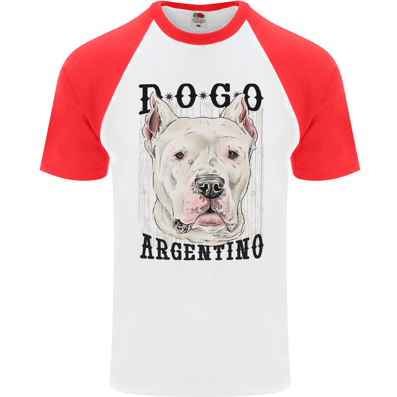 A Dogo Argentino Dog Mens S/S Baseball T-Shirt White/Red