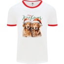 Christmas Golden Retrievers Dogs Xmas Mens Ringer T-Shirt White/Red