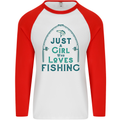 Just a Girl Who Loves Fishing Fisherwoman Mens L/S Baseball T-Shirt White/Red