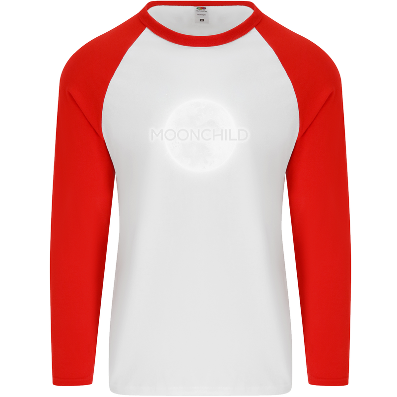 Moonchild Cancer Zodiac Mens L/S Baseball T-Shirt White/Red