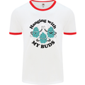 Weed Hanging With My Buds Cannabis Funny Mens Ringer T-Shirt White/Red