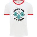 Weed Hanging With My Buds Cannabis Funny Mens Ringer T-Shirt White/Red