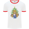 Christmas T-Rex & Unicorn Funny Xmas Gift Mens Ringer T-Shirt White/Red