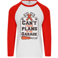 Plans In the Garage Carpentry DIY Tradesman Mens L/S Baseball T-Shirt White/Red