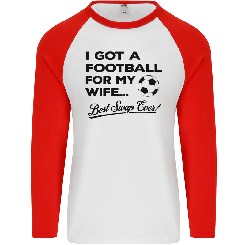 Football for My Wife Best Swap Ever Funny Mens L/S Baseball T-Shirt White/Red