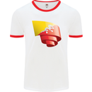 Curled Bhutan Flag Bhutanese Day Football Mens Ringer T-Shirt White/Red