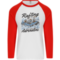 Rafting Get Soaked in Adrenaline White Water Mens L/S Baseball T-Shirt White/Red