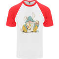 Easter Gnome With Eggs and Bunny Ears Mens S/S Baseball T-Shirt White/Red