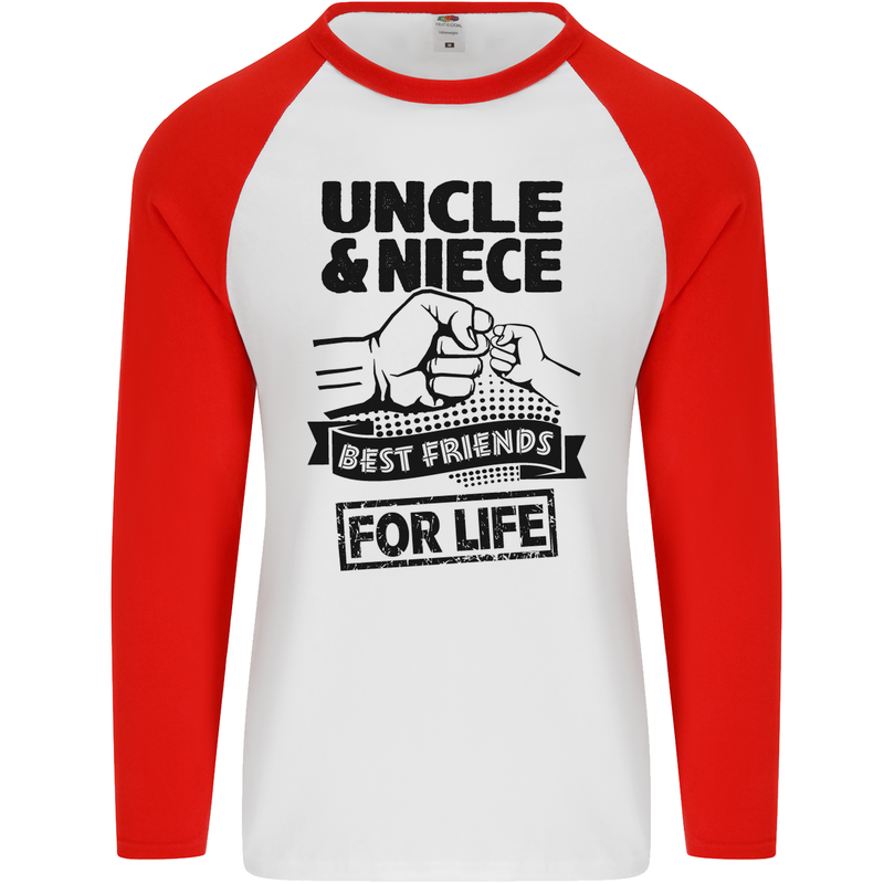 Uncle & Niece Friends for Life Funny Day Mens L/S Baseball T-Shirt White/Red