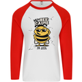 Why? Bee-Cause I'm Cool Funny Bee Mens L/S Baseball T-Shirt White/Red