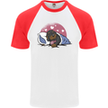 A Dachshund in Bed Dog Mens S/S Baseball T-Shirt White/Red