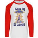 Alien UFO I Want to Be Leaving Mens L/S Baseball T-Shirt White/Red
