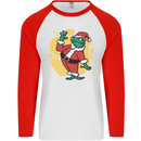 A Christmas Frog Dressed as Santa Claus Mens L/S Baseball T-Shirt White/Red