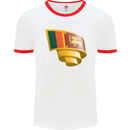 Curled Sri Lankan Flag Sri Lanka Day Football Mens Ringer T-Shirt White/Red