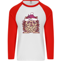 Christmas Hedgehog Wearing an Xmas Hat Mens L/S Baseball T-Shirt White/Red