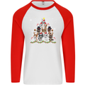 Christmas Cat Tree Funny Xmas Mens L/S Baseball T-Shirt White/Red