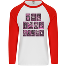 Tarot Cards Fortune Teller Skulls Mens L/S Baseball T-Shirt White/Red