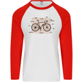 Bicycle Anatomy Funny Cycling Cyclist Funny Mens L/S Baseball T-Shirt White/Red