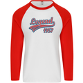 Legend Since 66th Birthday 1957 Mens L/S Baseball T-Shirt White/Red