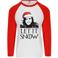 Xmas Let it Snow Funny Christmas Mens L/S Baseball T-Shirt White/Red