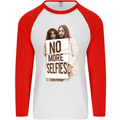 No More Selfies Funny Camer Photography Mens L/S Baseball T-Shirt White/Red