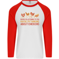 Funny Thinking About Chickens Farm Farmer Mens L/S Baseball T-Shirt White/Red