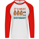 Panda Bear LGBT It's Okay to Be Different Mens L/S Baseball T-Shirt White/Red
