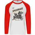 Speedrace Motorcycle Side Car Motorbike Mens L/S Baseball T-Shirt White/Red