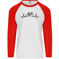 Bicycle Pulse Cycling Cyclist Road Bike Mens L/S Baseball T-Shirt White/Red