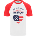 Independence Day Happy 4th of July Mens S/S Baseball T-Shirt White/Red