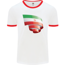 Curled Iran Flag Iranian Day Football Mens Ringer T-Shirt White/Red