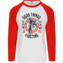 Karate Good Things Mixed Martial Arts MMA Mens L/S Baseball T-Shirt White/Red