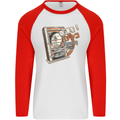 Pachinko Machine Arcade Game Pinball Mens L/S Baseball T-Shirt White/Red