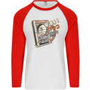 Pachinko Machine Arcade Game Pinball Mens L/S Baseball T-Shirt White/Red
