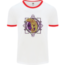 A Geometric Chameleon Mens Ringer T-Shirt White/Red