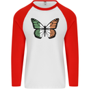 Irish Butterfly Ireland Ire Mens L/S Baseball T-Shirt White/Red