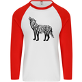 Wolf Tree Animal Ecology Mens L/S Baseball T-Shirt White/Red