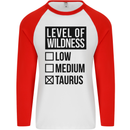 Levels of Wildness Taurus Mens L/S Baseball T-Shirt White/Red