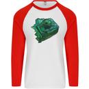 A Polygonal Chameleon Mens L/S Baseball T-Shirt White/Red