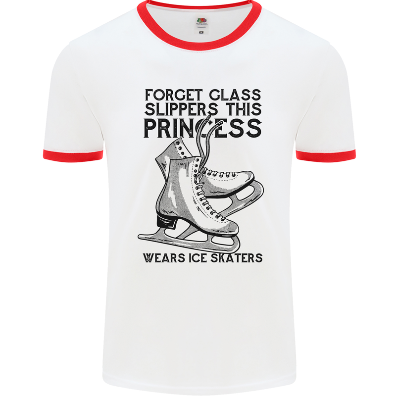 This Princess Wears Ice Skates Skater Funny Mens Ringer T-Shirt White/Red